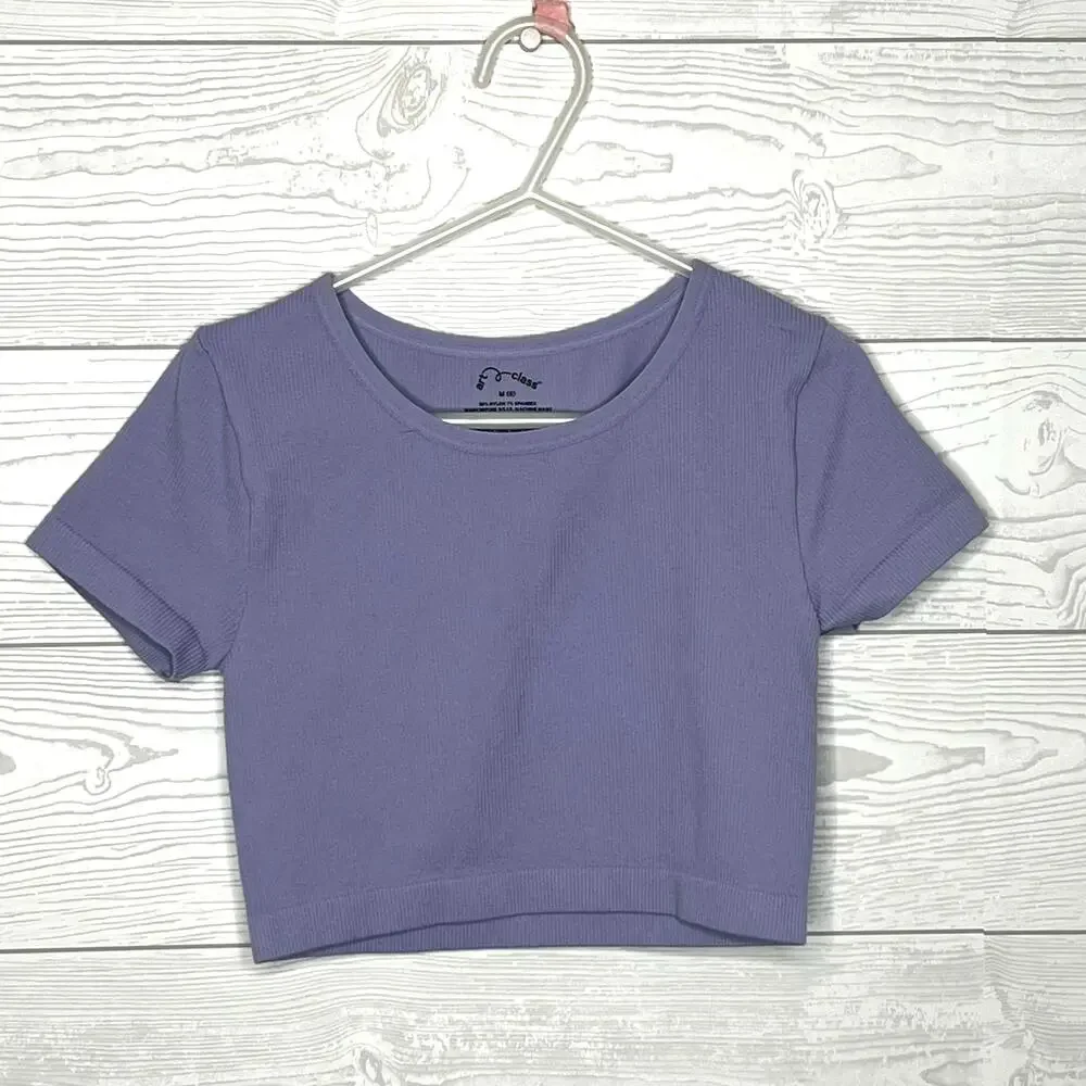 Art Class light purple ribbed short sleeve crop top NWT girls size Medium (8)